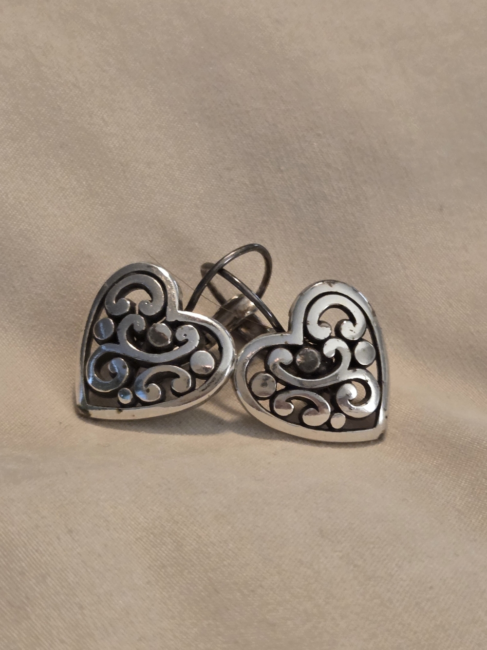 Brighton Silver Heart Filigree Drop Earrings - Elegant Women's Jewelry